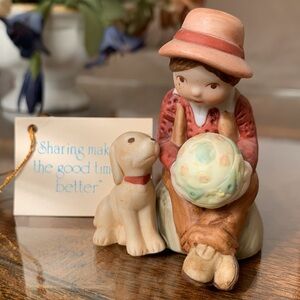 Holly Hobbie Pals Boy Dog Porcelain Figurine WHF 322 Vintage 1978 70s 1970s
